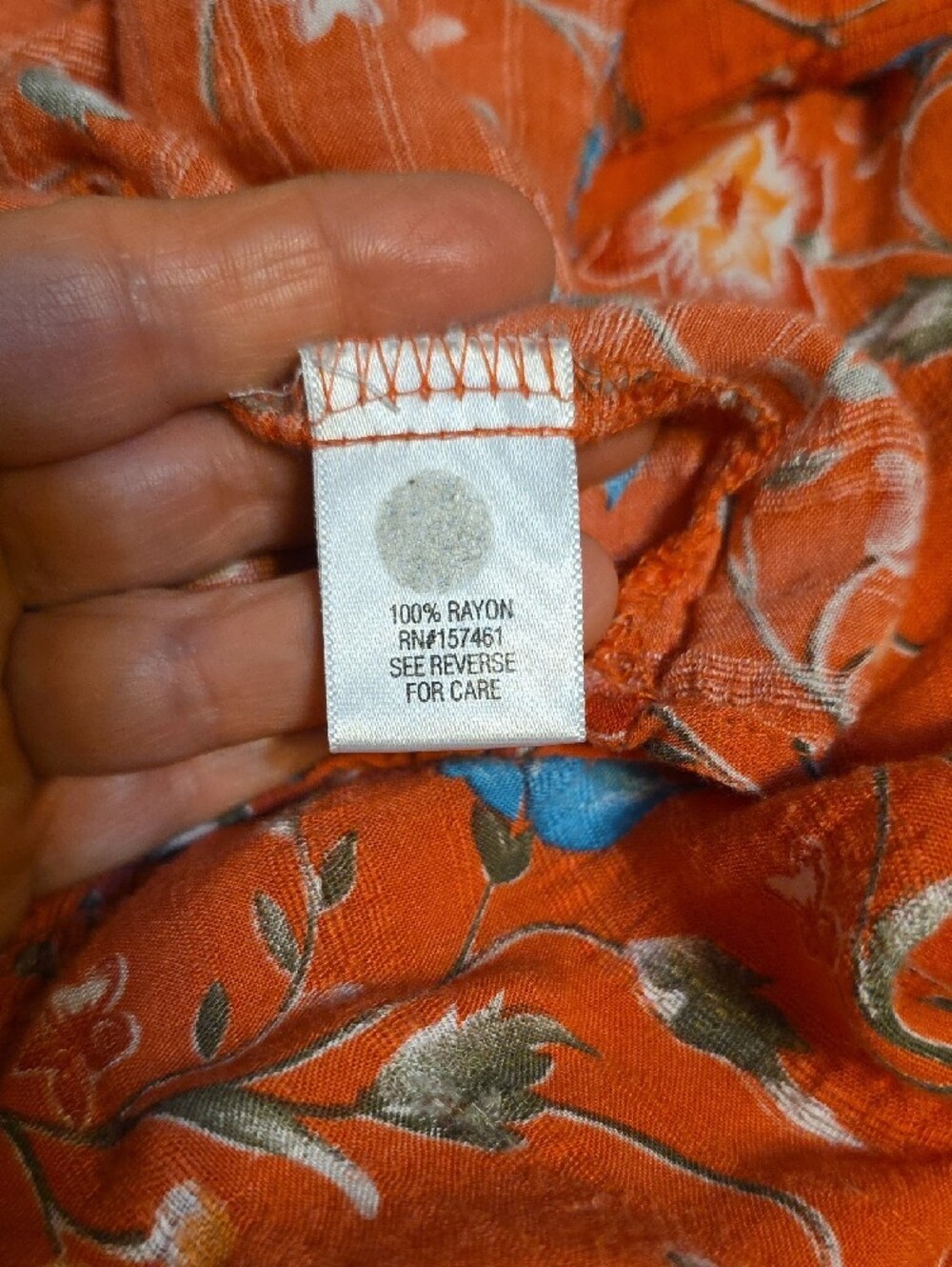 Croft & Barrow Orange Floral Peasant Blouse Smocked Neckline Size XL - Picture 8 of 8